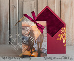 SAVE THE DATES photo vellum plexi  Maroon Burgundy Callendar Clear Gold Save the Date Cards with Photo, Plexi Save Our Dates with Photo 16