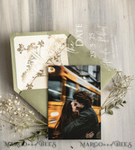SAVE THE DATES photo vellum plexi  Sage Green Baby Breath  Save the Date Cards with Photo, Greenery Plexi Clear Save Our Dates with Photo 7
