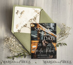 SAVE THE DATES photo vellum plexi  Sage Green Baby Breath  Save the Date Cards with Photo, Greenery Plexi Clear Save Our Dates with Photo 7