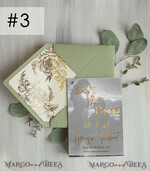 SAVE THE DATES photo vellum plexi  sage green Gold Peonies Save the Date Cards with Photo, Vellum Save Our Dates with Photo Gold Foil Calendar Cards 7