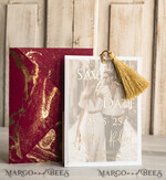SAVE THE DATES photo vellum plexi  Maroon Tassel Gold Marble Save the Date Cards with Photo, Burgundy Vellum Save Our Dates with Photo Gold Foil Calendar Cards 10