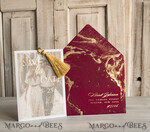 SAVE THE DATES photo vellum plexi  Maroon Tassel Gold Marble Save the Date Cards with Photo, Burgundy Vellum Save Our Dates with Photo Gold Foil Calendar Cards 10