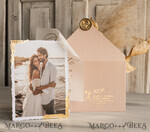 SAVE THE DATES photo vellum plexi  Blush Pink and Gold Deckled Edges Save the Date Cards with Photo, Boho Vellum Golden Save Our Dates with Photo 10