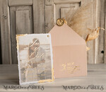 SAVE THE DATES photo vellum plexi  Blush Pink and Gold Deckled Edges Save the Date Cards with Photo, Boho Vellum Golden Save Our Dates with Photo 10