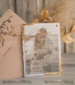 SAVE THE DATES photo vellum plexi  Blush Pink and Gold Deckled Edges Save the Date Cards with Photo, Boho Vellum Golden Save Our Dates with Photo 10