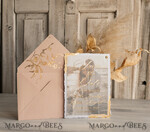 SAVE THE DATES photo vellum plexi  Blush Pink and Gold Deckled Edges Save the Date Cards with Photo, Boho Vellum Golden Save Our Dates with Photo 10