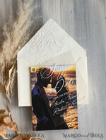 SAVE THE DATES photo vellum plexi  Embossed Save the Date Cards with Photo, Ivory Plexi Clear Save Our Dates with Photo 9