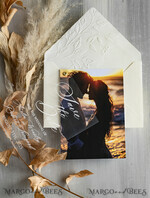 SAVE THE DATES photo vellum plexi  Embossed Save the Date Cards with Photo, Ivory Plexi Clear Save Our Dates with Photo 9