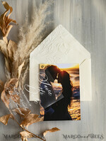 SAVE THE DATES photo vellum plexi  Embossed Save the Date Cards with Photo, Ivory Plexi Clear Save Our Dates with Photo 9