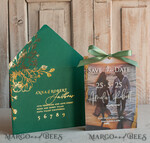 SAVE THE DATES photo vellum plexi  Emerald green Velvet Clear Gold Save the Date Cards with Photo, Plexi Save Our Dates with Photo 13