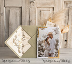 SAVE THE DATES photo vellum plexi  Sage green  and Gold Deckled Edges Save the Date Cards with Photo, Boho Vellum Golden Save Our Dates with Photo 8