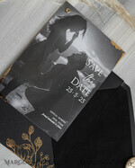 SAVE THE DATES photo vellum plexi  Black Gold Velvet Save the Date Cards with Photo, Plexi Clear Save Our Dates with Photo 11