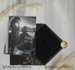 SAVE THE DATES photo vellum plexi  Black Gold Velvet Save the Date Cards with Photo, Plexi Clear Save Our Dates with Photo 11