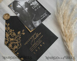 SAVE THE DATES photo vellum plexi  Black Gold Velvet Save the Date Cards with Photo, Plexi Clear Save Our Dates with Photo 11