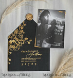 SAVE THE DATES photo vellum plexi  Black Gold Velvet Save the Date Cards with Photo, Plexi Clear Save Our Dates with Photo 11