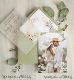 SAVE THE DATES photo vellum plexi  sage green Gold eucalyptus Save the Date Cards with Photo, Vellum Save Our Dates with Photo Gold Foil Calendar Cards 6