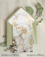 SAVE THE DATES photo vellum plexi  sage green Gold eucalyptus Save the Date Cards with Photo, Vellum Save Our Dates with Photo Gold Foil Calendar Cards 6