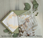 SAVE THE DATES photo vellum plexi  sage green Gold Calendar Save the Date Cards with Photo, Vellum Save Our Dates with Photo Gold Foil Calendar Cards 12