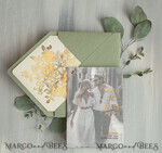 SAVE THE DATES photo vellum plexi  sage green Gold wild flowers Save the Date Cards with Photo, Vellum Save Our Dates with Photo Gold Foil Calendar Cards 11