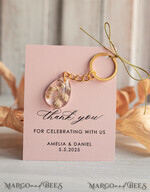 WEDDING FAVORS Resin Custom Resin Keychain Wedding Favors For Guests in bulk Custom Resin Keychain, Golden personalised Thank you gifts Teardrop Keychain with Gold-Plated Stainless Steel Hardware4
