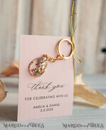 WEDDING FAVORS Resin Custom Resin Keychain Wedding Favors For Guests in bulk Custom Resin Keychain, Golden personalised Thank you gifts Teardrop Keychain with Gold-Plated Stainless Steel Hardware3