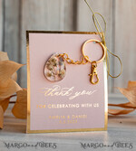WEDDING FAVORS Resin Custom Resin Keychain Wedding Favors For Guests in bulk Custom Resin baby breath flower  Keychain, Golden personalised Thank you gifts Teardrop Keychain with Gold-Plated Stainless Steel Hardware5