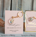 WEDDING FAVORS Resin Custom Resin Keychain Wedding Favors For Guests in bulk Custom Resin Keychain Personalised Thank you gifts Teardrop Keychain with Gold-Plated Stainless Steel Hardware18