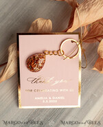 WEDDING FAVORS Resin Custom Resin Keychain Wedding Favors For Guests in bulk Custom Resin Keychain, Golden personalised Thank you gifts Teardrop Keychain with Gold-Plated Stainless Steel Hardware9