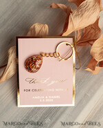 WEDDING FAVORS Resin Custom Resin Keychain Wedding Favors For Guests in bulk Custom Resin Keychain, Golden personalised Thank you gifts Teardrop Keychain with Gold-Plated Stainless Steel Hardware9