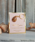 WEDDING FAVORS Resin Custom Resin Keychain Wedding Favors For Guests in bulk Custom Resin Keychain, Golden personalised Thank you gifts Teardrop Keychain with Gold-Plated Stainless Steel Hardware9