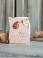 WEDDING FAVORS Resin Custom Resin Keychain Wedding Favors For Guests in bulk Custom Resin Keychain, Golden personalised Thank you gifts Teardrop Keychain with Gold-Plated Stainless Steel Hardware9