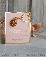 WEDDING FAVORS Resin Custom Resin Keychain Wedding Favors For Guests in bulk Custom Resin Keychain, Golden personalised Thank you gifts Teardrop Keychain with Gold-Plated Stainless Steel Hardware9
