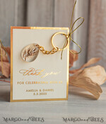 WEDDING FAVORS Resin Custom Resin Keychain Wedding Favors For Guests in bulk Custom Resin Keychain, Golden personalised Thank you gifts Teardrop Keychain with Gold-Plated Stainless Steel Hardware7