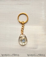 WEDDING FAVORS Resin Custom Resin Keychain Wedding Favors For Guests in bulk Custom Resin forget me not and baby breath flower Keychain, Golden personalised Thank you gifts Teardrop Keychain with Gold-Plated Stainless Steel Hardware16