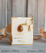 WEDDING FAVORS Resin Custom Resin Keychain Wedding Favors For Guests in bulk Custom Resin glamour golden Keychain, Golden personalised Thank you gifts Teardrop Keychain with Gold-Plated Stainless Steel Hardware7