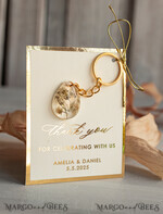 WEDDING FAVORS Resin Custom Resin Keychain Wedding Favors For Guests in bulk Custom Resin Keychain, Golden personalised Thank you gifts Teardrop Keychain with Gold-Plated Stainless Steel Hardware3
