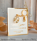 WEDDING FAVORS Resin Custom Resin Keychain Wedding Favors For Guests in bulk Custom Resin baby breath flower  Keychain, Golden personalised Thank you gifts Teardrop Keychain with Gold-Plated Stainless Steel Hardware7