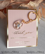 WEDDING FAVORS Resin Custom Resin Keychain Wedding Favors For Guests in bulk Custom Resin Keychain, Golden personalised Thank you gifts Teardrop Keychain with Gold-Plated Stainless Steel Hardware10