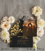 THANK YOU CARDS photo gold vellum plexi Plexi Wedding Photo Thank You Cards, velvet black Wedding Thank You Cards with Photo, Minimalist Thank You Cards Wedding9
