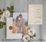 THANK YOU CARDS photo gold vellum plexi Printed vellum Wedding Photo Thank You Cards, Modern Wedding Thank You Cards with Photo, Minimalist Thank You Cards Wedding5