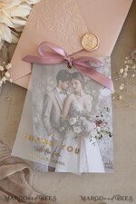 THANK YOU CARDS photo gold vellum plexi Printed vellum Wedding Phcustomoto Thank You Cards, Modern Wedding Thank You Cards with Photo, Minimalist Thank You Cards Wedding11