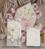 WEDDING INVITATIONS whimsical boho invites Whimsical Blush Gold Wedding Invitation with vellum etui natural dierd flowers pampass gras, Garden Elegant Floral Wedding Invitation with mirror gold heart35