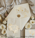 WEDDING INVITATIONS whimsical boho invites Vintage Floral Crest Monogram Blush Wedding Invitation with chiffon torn bow,  French Provence Garden Elegant Floral Wedding Invitation suite Deckled Torn edges , Elegant Toile de Jouy & Baroque Invitation set 22