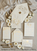 WEDDING INVITATIONS whimsical boho invites Vintage Floral Crest Monogram Blush Wedding Invitation with chiffon torn bow,  French Provence Garden Elegant Floral Wedding Invitation suite Deckled Torn edges , Elegant Toile de Jouy & Baroque Invitation set 22