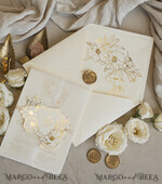 WEDDING INVITATIONS whimsical boho invites Vintage Floral Crest Monogram Blush Wedding Invitation with chiffon torn bow,  French Provence Garden Elegant Floral Wedding Invitation suite Deckled Torn edges , Elegant Toile de Jouy & Baroque Invitation set 22