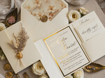 WEDDING INVITATIONS whimsical boho invites Folder Ivory Gold Wedding Invitation with natural dried flowers and pampass gras , Garden Elegant Floral Wedding Invitation16