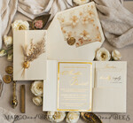 WEDDING INVITATIONS whimsical boho invites Folder Ivory Gold Wedding Invitation with natural dried flowers and pampass gras , Garden Elegant Floral Wedding Invitation16