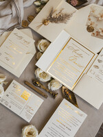 WEDDING INVITATIONS whimsical boho invites Folder Ivory Gold Wedding Invitation with natural dried flowers and pampass gras , Garden Elegant Floral Wedding Invitation16