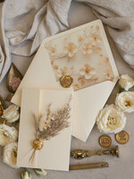 WEDDING INVITATIONS whimsical boho invites Folder Ivory Gold Wedding Invitation with natural dried flowers and pampass gras , Garden Elegant Floral Wedding Invitation16