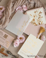 WEDDING INVITATIONS whimsical boho invites Whimsical Blush Gold Wedding Invitation with vellum etui  Garden Elegant Floral Wedding Invitation with mirror gold heart11